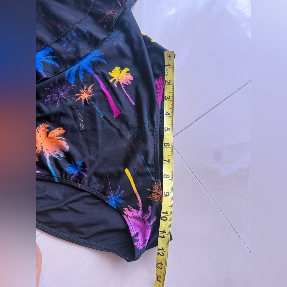 Infamous Swim Colorful Floral Swimsuit palm trees stamped size XL - Picture 9 of 16